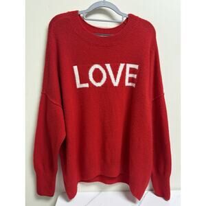 Vince Camuto Women’s XL Red LOVE Sweater Pullover Crew Neck Long Sleeve